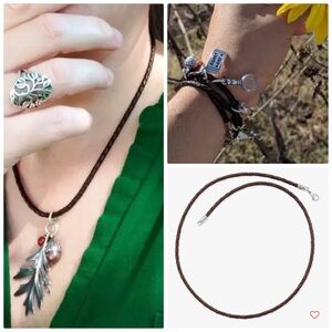 James Avery braided leather necklace in brown - 20in NIB